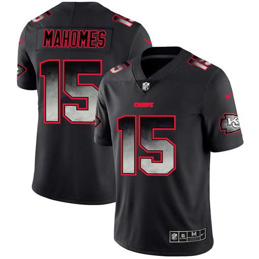 Men Kansas City Chiefs #15 Mahomes Nike Teams Black Smoke Fashion Limited NFL Jerseys